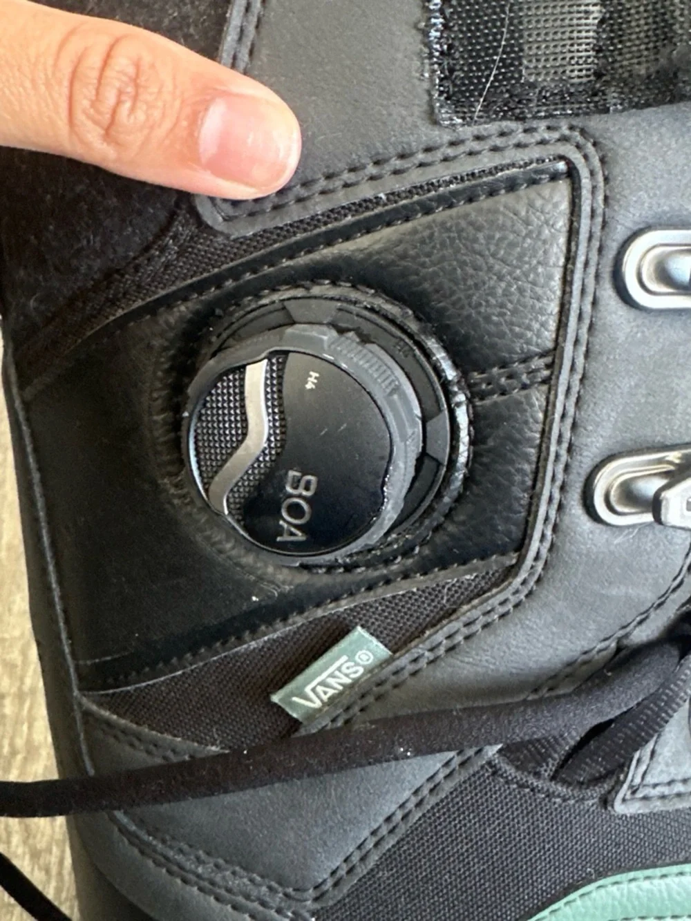 Vans Black Winter Boots with Brown Sole and Teal Accent